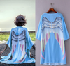 Blue Angel Wings Relaxed Open Cardigan Cover Up Kimono Cape