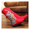 Peacock Vintage Beijing Cloth Shoes Embroidered Boots red 35