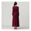 Muslim Robe Dress Belt Long Sleeve Women Garment   wine red   M