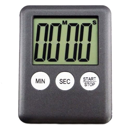 LCD Digital Kitchen Timer Count Down Up Magnetic Adsorption    Black