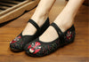 Vintage Chinese Embroidered Floral Shoes Women Ballerina Mary Jane Flat Ballet C