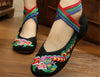 Chinese Embroidered Floral Shoes Women Ballerina Mary Jane Flat Ballet Cotton