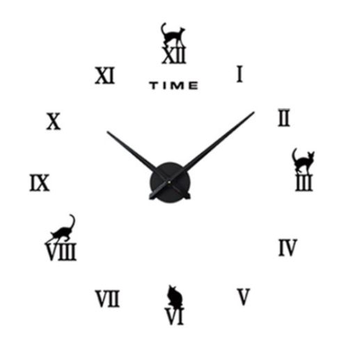 Wall Clock Super Large Size 3D Acrylic Mirror DIY   black