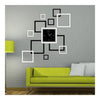 Wall Clock Stylish 3D Decoration Square Shape   black white