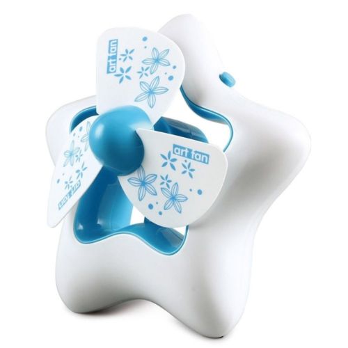 USB 600mA Rechargeable Silent Star Portable Cooling Fan   White