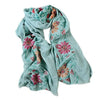 Embroidery Scarf Woman National Style Tippet   bean green
