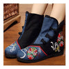 Vintage Beijing Cloth Shoes Embroidered Boots black thin shoes 35