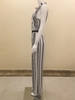 Black Geo Print Wide Leg Jumpsuit with free Gold Plate Metallic Belt