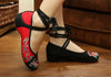 Chinese Embroidered Floral Shoes Women Ballerina Mary Jane Flat Ballet Cotton Lo