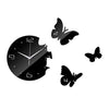Creativo Cuarto de Estar Mariposa Reloj de Pared Espejo Acrílico Negro