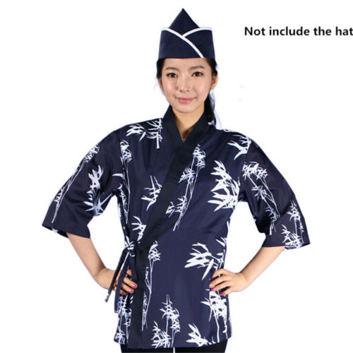 Unisex Sushi chef coat 3/4 Sleeve Kinomo Japanese Restaurant Uniform Jacket Ties
