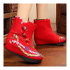 Vintage Beijing Cloth Shoes Embroidered Boots red with cotton 35