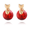 Small Cat Ear Studs    gold plated red zircon