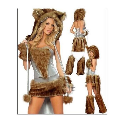 European Halloween Animal Game Garment Big Tail Wolf  brown