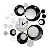 Espejo Reloj de Pared 3d Decoración Acrílico Círculo Plateado Negro