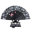 Cotton Cloth Folding Fan Woman      black