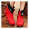 Vintage Beijing Cloth Shoes Embroidered Boots red 35