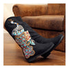 Peacock Vintage Beijing Cloth Shoes Embroidered Boots black 35