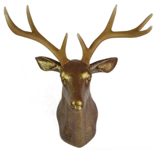 Plastic Deer Head Wall Hanging Decoration antique golden