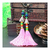Vintage Cuenta Borla Pendientes Largos Boda Rosa