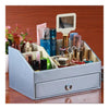 Pearly Lustre Leather Mirror Comestics Storage Box    blue