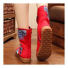Vintage Beijing Cloth Shoes Embroidered Boots red 35