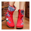 Vintage Beijing Cloth Shoes Embroidered Boots red 35