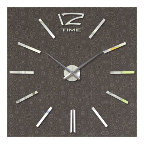 Wall Clock 3D Acrylic Sticking Super Large Size Living Room   silver