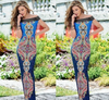 Sexy Boho Cold Shoulder Paisley Holiday Maxi Long Dress Party evening Event