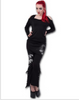Black Gothic Punk Folded Floral Lace Over Wide Leg Trousers Pants Plus Size