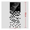 Mirror Wall Clock 3D Decoration Square Mosaic  black