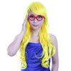 60cm Long Curly Front Lace Cosplay Party one piece Hair cap Wig Yellow