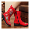 Vintage Beijing Cloth Shoes Embroidered Boots red 35