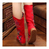 Vintage Beijing Cloth Shoes Embroidered Boots red 35