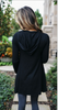 Women's Black Zip Up Long Hoodie Top with Asymmetric Edge Spring Autumn Fall