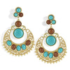 Ethnic Colorful Alloy diamond crescent earrings   SKY BLUE+COFFEE