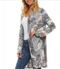 Camouflage Relaxed Long Sleeve Open Cardigan Top Plus Size