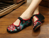 Vintage Chinese Embroidered Floral Shoes Women Ballerina Mary Jane Flat Ballet C