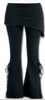Black Gothic Punk Folded Floral Lace Over Wide Leg Trousers Pants Plus Size