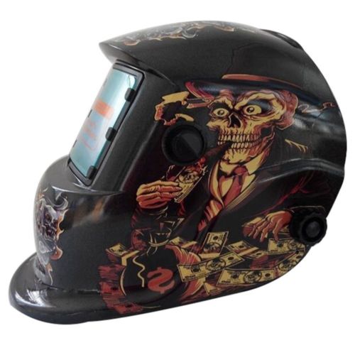 Auto Darkening Welding Mask with Brilliant Dark Shade & Skeleton Graphic Design