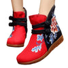 Vintage Beijing Cloth Shoes Embroidered Boots red 35