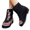 Vintage Beijing Cloth Shoes Embroidered Boots black 35