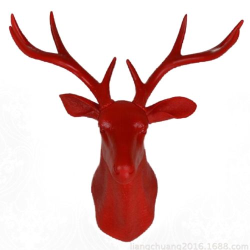 Plastic Deer Head Wall Hanging Decoration red