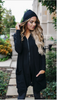 Women's Black Zip Up Long Hoodie Top with Asymmetric Edge Spring Autumn Fall