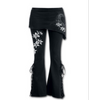 Black Gothic Punk Folded Floral Lace Over Wide Leg Trousers Pants Plus Size