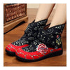Vintage Beijing Cloth Shoes Embroidered Boots black 35