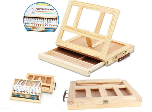 Wooden Table Easel with Drawer Adjustable