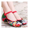 Chinese Embroidered Floral Shoes Women Ballerina Mary Jane Flat Ballet Cotton Lo