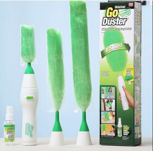 Electric Go Duster Dust Multi Function Motorized Spins Cleaning Tool Feather New