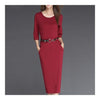 Fashionable Slim Seventh Sleeve Long Dress Belt    S